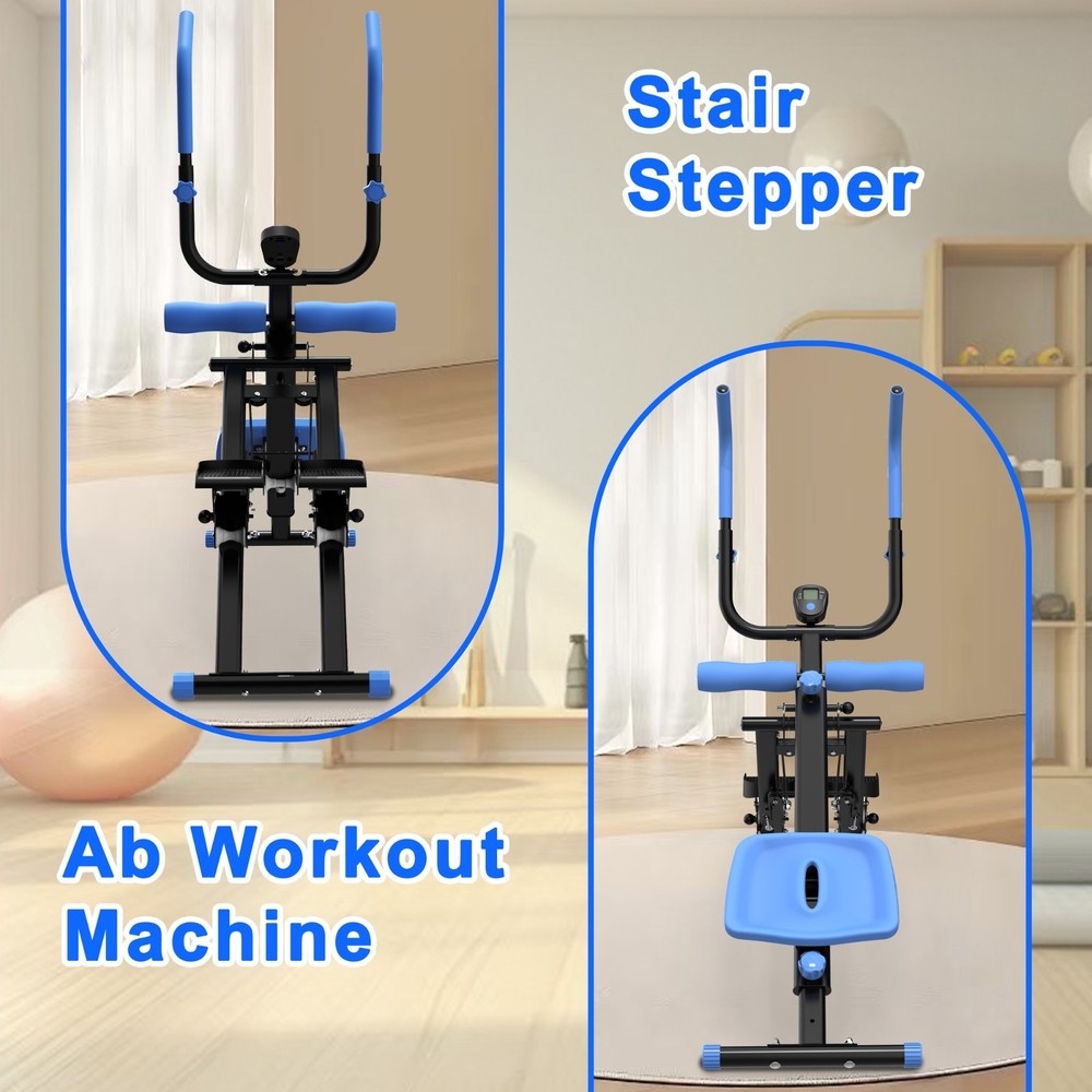 Modern Multifunctional 2-In-1 Stair Stepper And Ab Workout Machine Blue