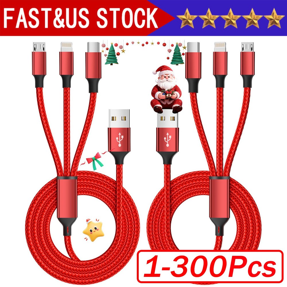 3in1 Fast USB Charging Cable Universal Multi Function iPhone 17 Charger Cord Lot