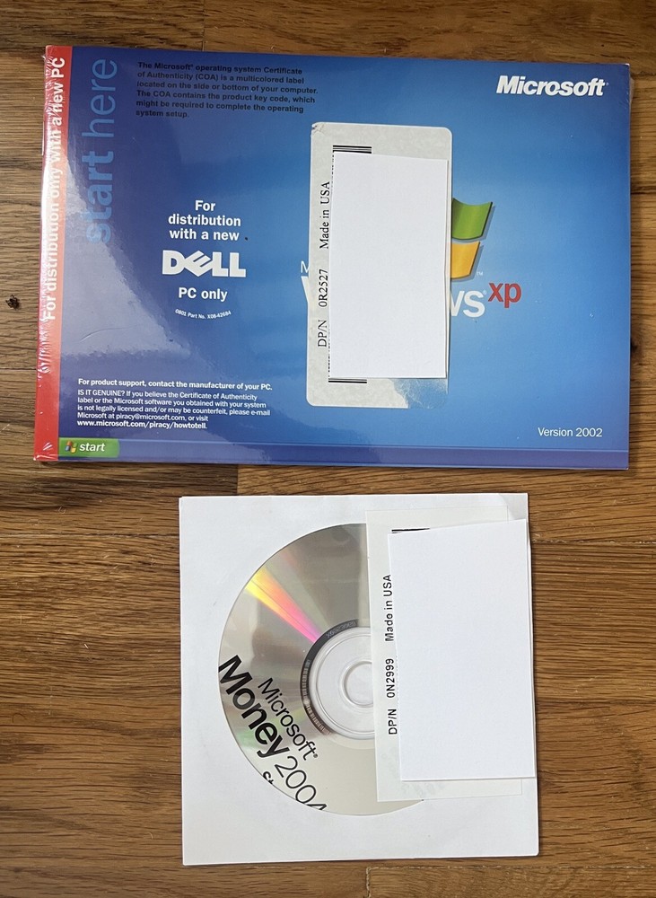 DELL Microsoft Windows XP Professional 2002 & DELL Microsoft Money 2004 SEALED