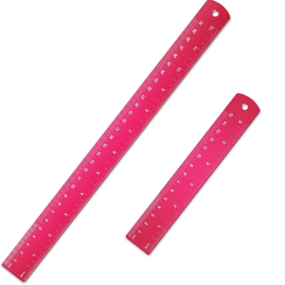 Stainless Steel Ruler and Metal Rule Kit with Conversion Table Rose Red