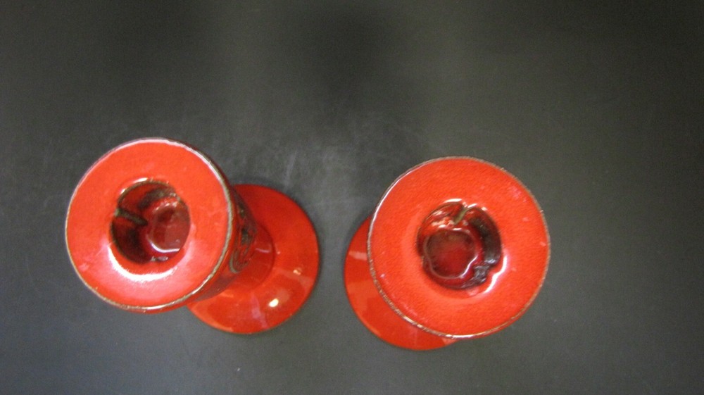 2 - Beautiful GUSTAVSBERG Red Candle Holders
