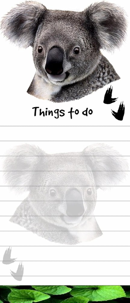 KOALA BEAR Die Cut List Pad/Note Pad with Magnetic Back