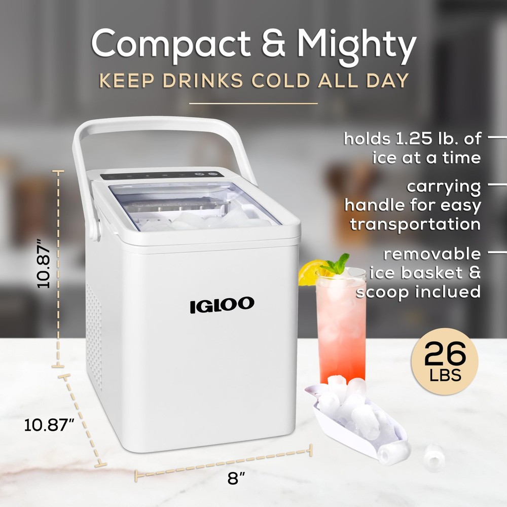 Igloo Automatic Self-Cleaning Portable Electric Countertop Ice Maker Machine Wit