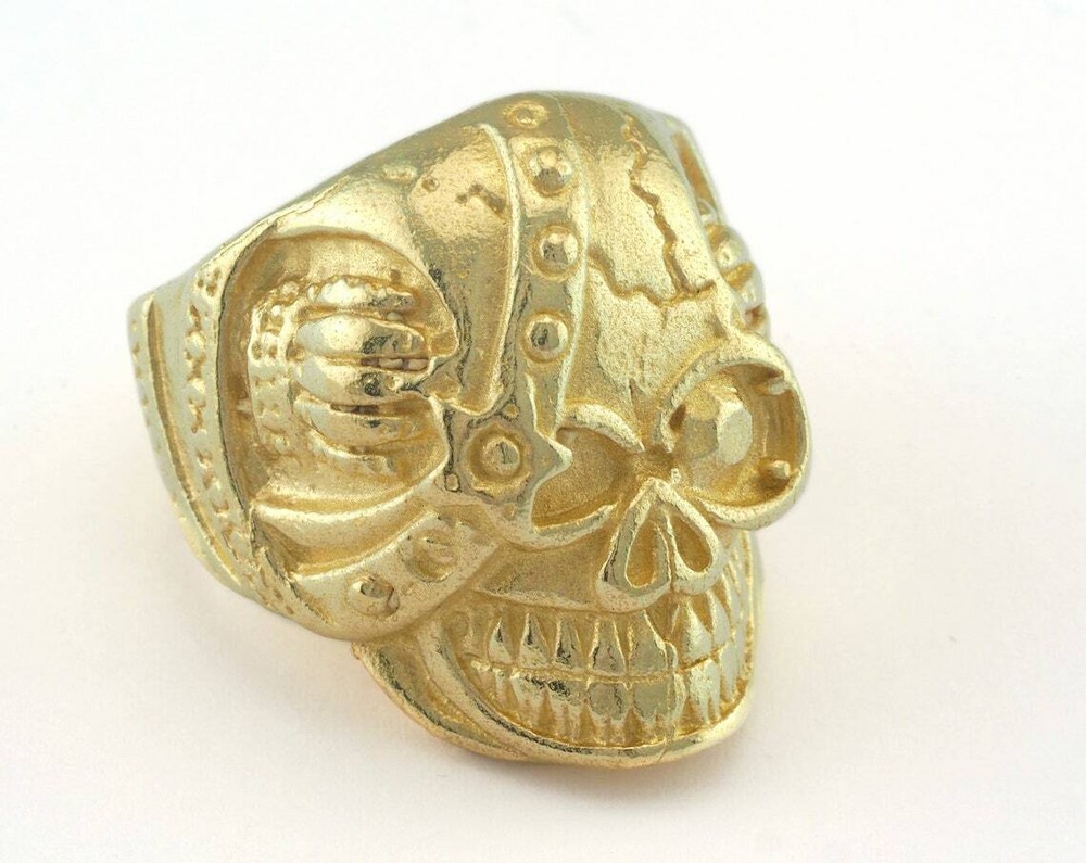 Skull Adjustable Ring Raw Brass (20mm 10.5US inner size) 2891