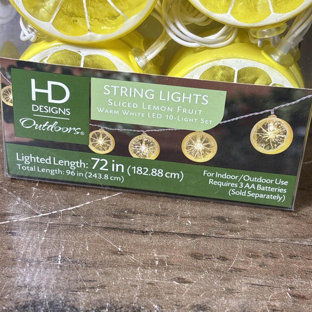 HD Designs Sliced Fruit 10-Light LED String Lights Yellow Lemon Decor