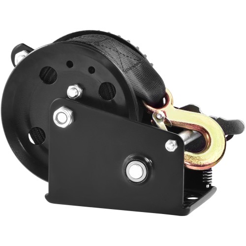 Hand Winch 1200lb, 23ft Polyester Strap & Two-Way Ratchet