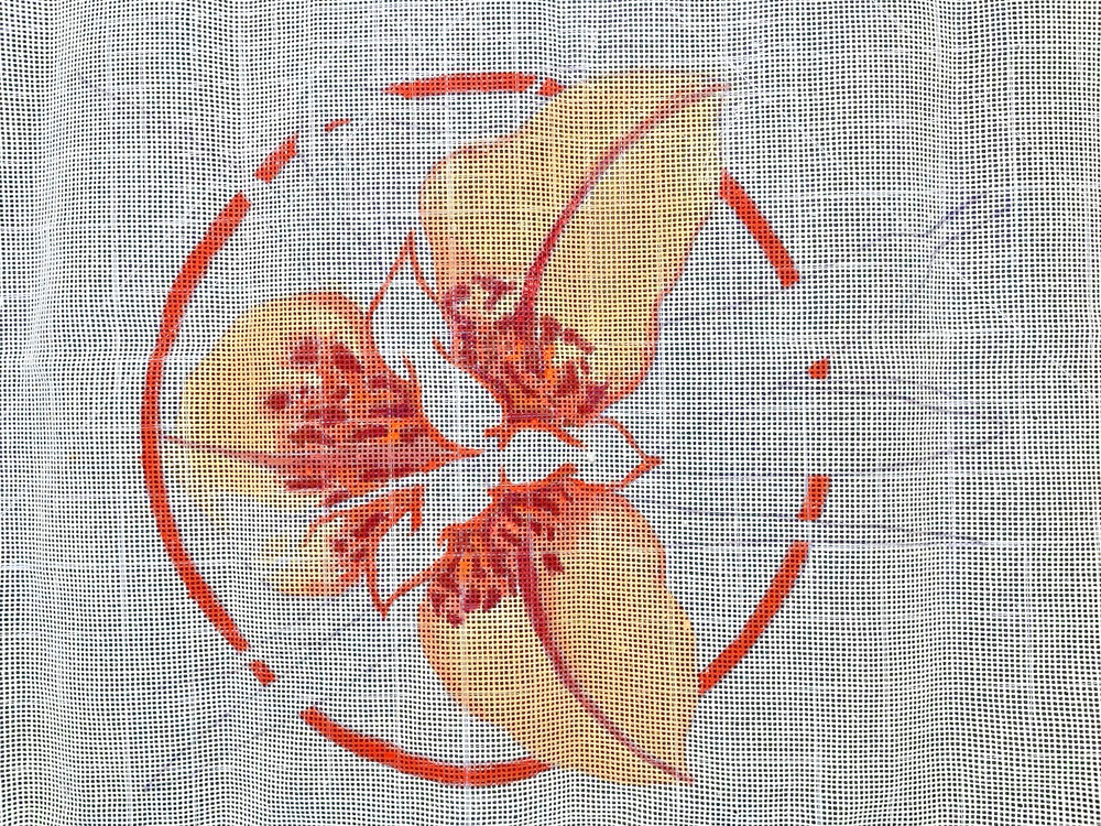 Needlepoint Canvas FLOWERS & LEAVES Hand-Painted