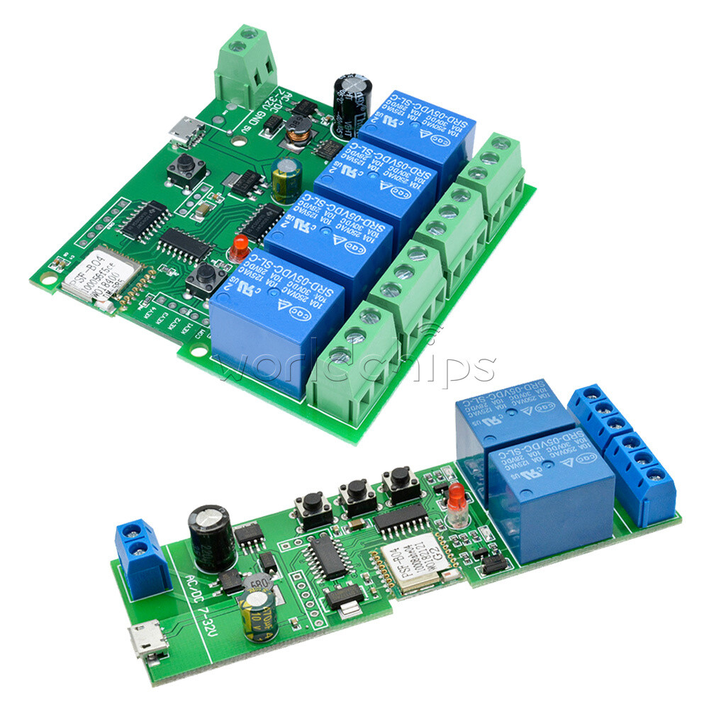 DC 7-32V 2/4 Channel WiFi Wireless Relay Module Smart Switch Home Remote Control