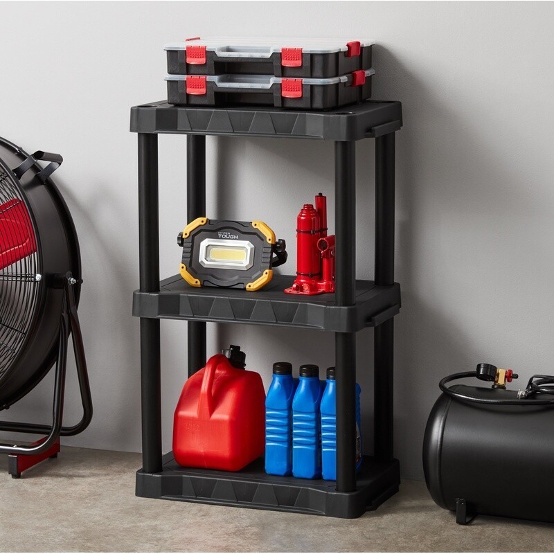 Durable 3 Tier Plastic Shelving Unit Easy Assembly Heavy Duty Storage Solution