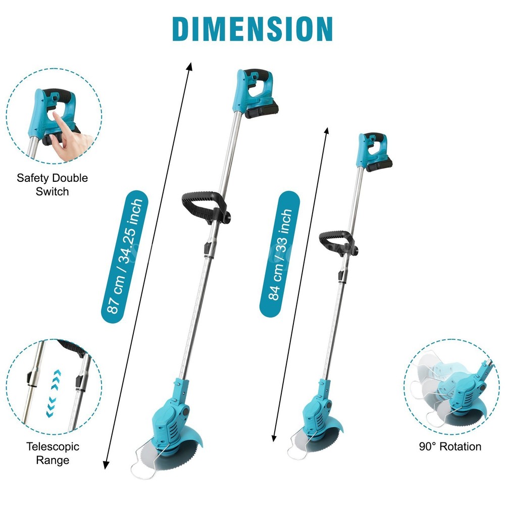 24V Electric Cordless Grass String Trimmer Lawn Edger WeedWacker Cutter 2Battery