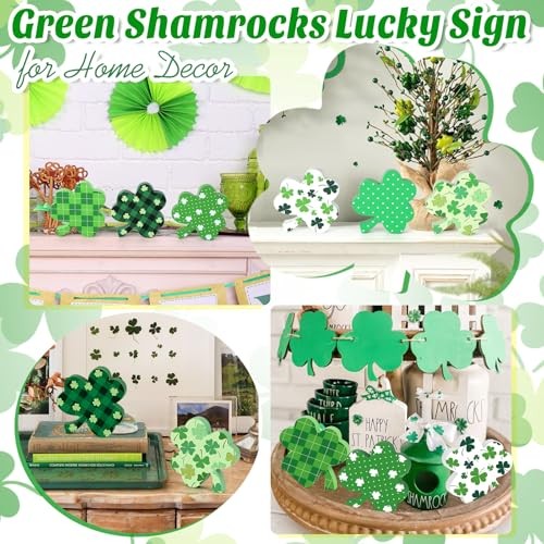 COCHIE St. Patrick's Day Shamrock Decorations, Wooden Saint Patrick Day Pattern