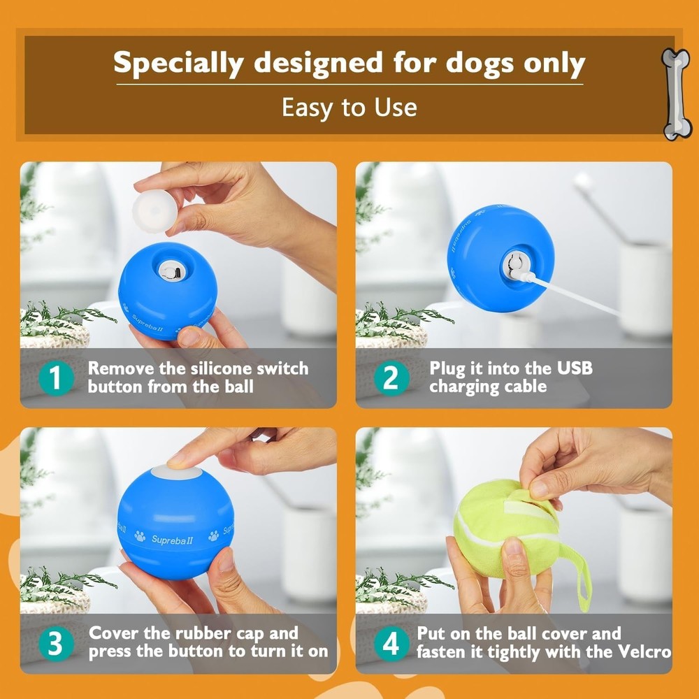Upgraded Motion-Activated Interactive Dog Ball - Durable & USB Rechargeable