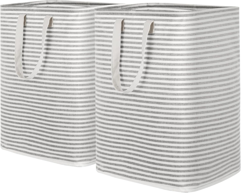2pc 90L Laundry Hamper Collapsible Laundry Baskets, Freestanding Cloth Hamper- L