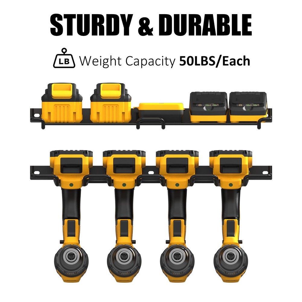 Wall Mounted Drill Rack & Tool Shelf, Power Tool Organizer Holder, Heavy Duty...