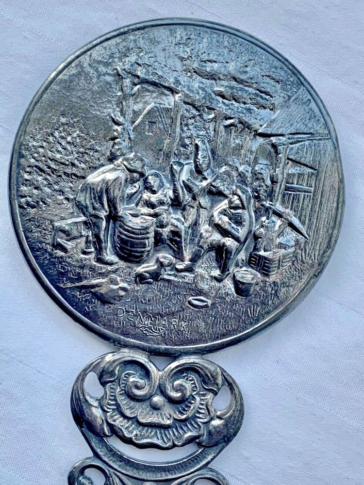 Vintage Pocket Mirror Denmark Farm Scene