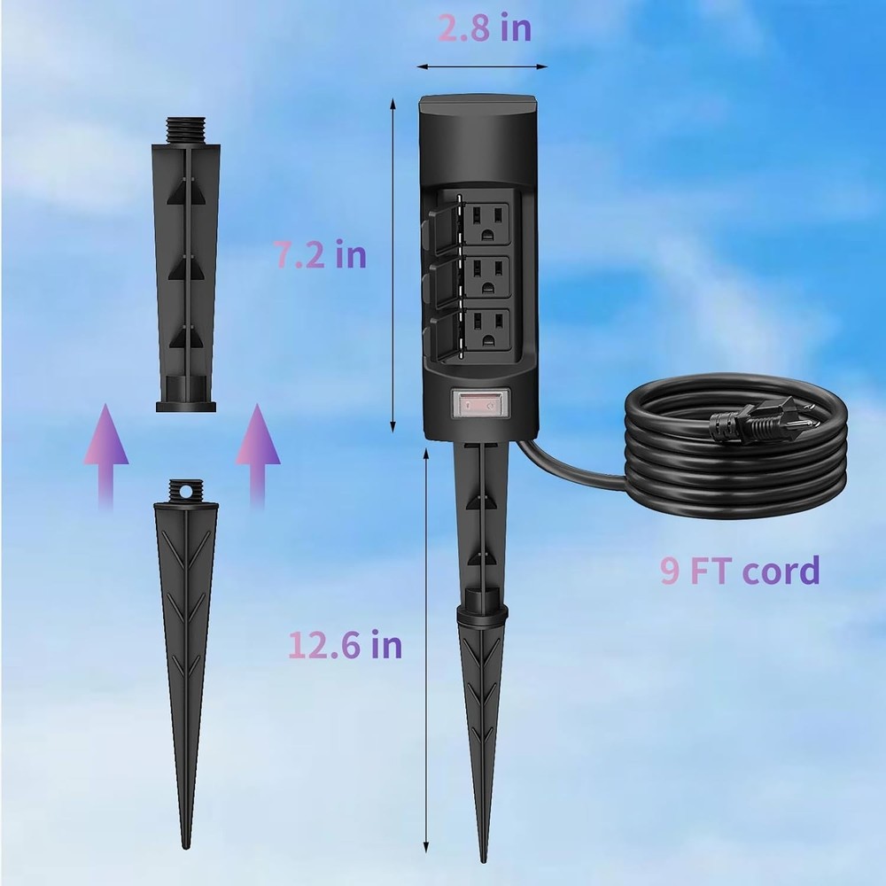 Kasonic 6-Outlet Extension Power Stake – Safe and Flexible Outdoor Solution