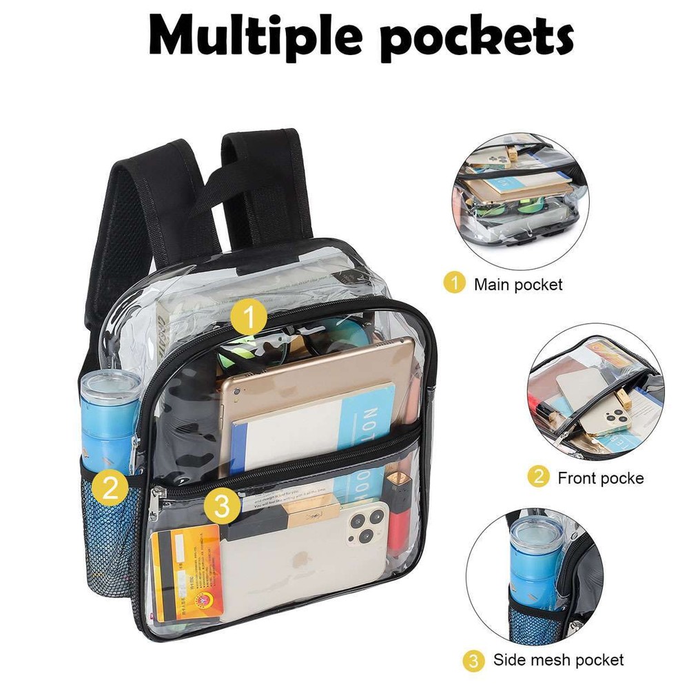Clear Backpack Heavy Duty Bookbag See Through Backpack Transparent Plastic New