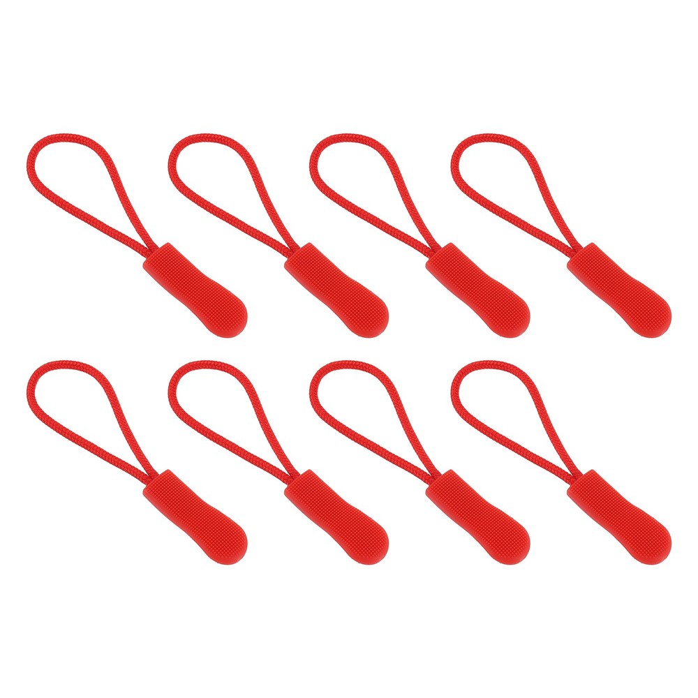 50Pcs Zipper Pulls Replacement Cord Extender, 63.3mm Red