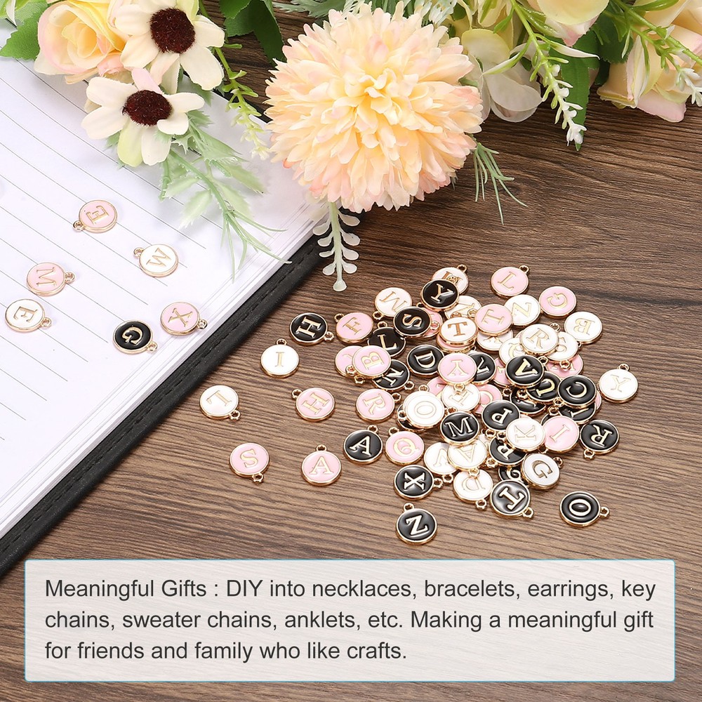 50 Pcs Alphabet E Enamel Letter Charm Enamel Initial Charm White