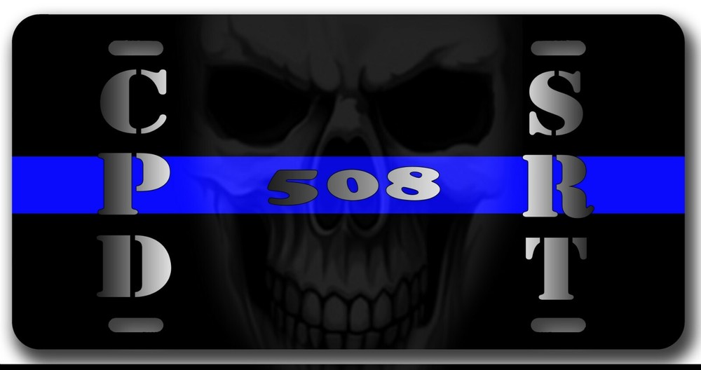 Thin Blue Line Police Car Vanity Tag - License Plate