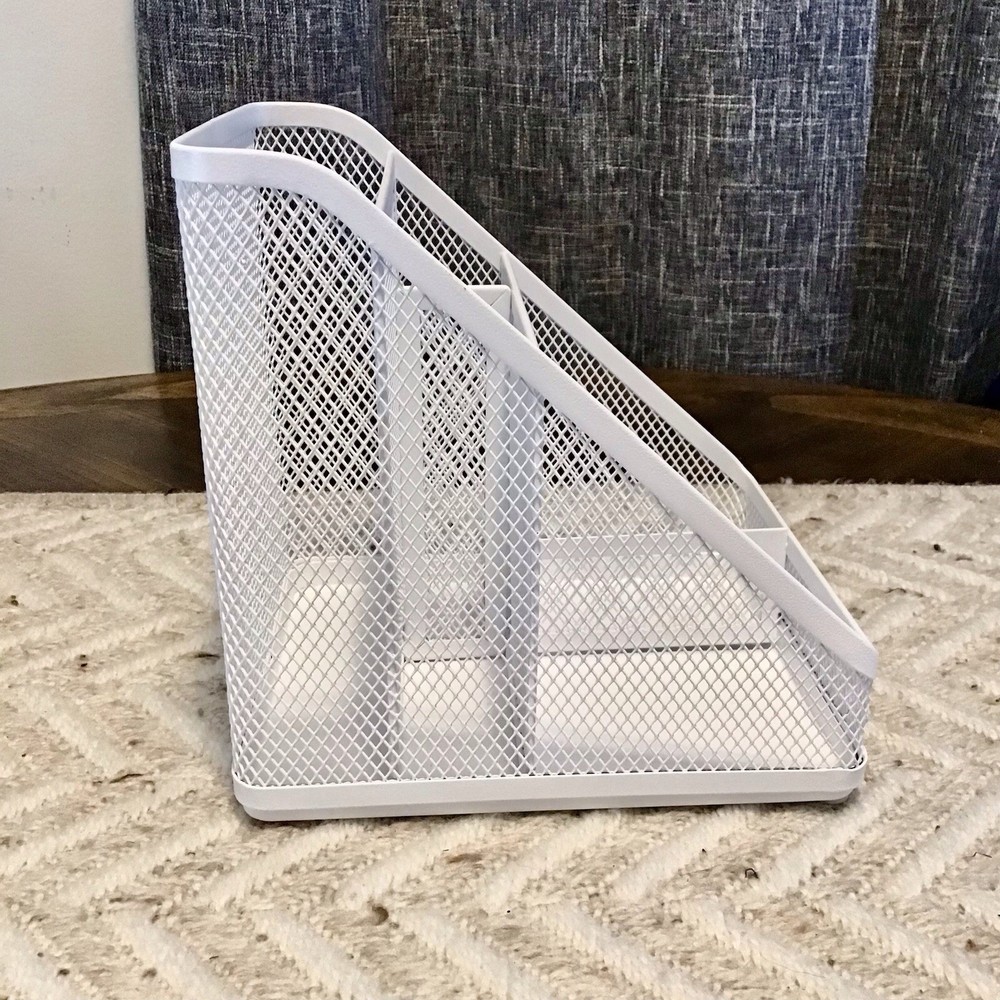 Bright Room White Mesh Desktop Organizer 7”x7”x6”Deep