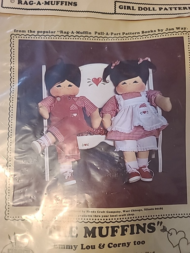 NIP Rag A Muffins - Make A Muffin - Emmy Lou & Corny - Doll Pattern