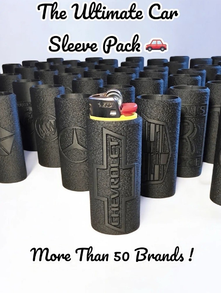 3D Printed Lighter Sleeve Case – Fits Bic – Textured Custom Designs