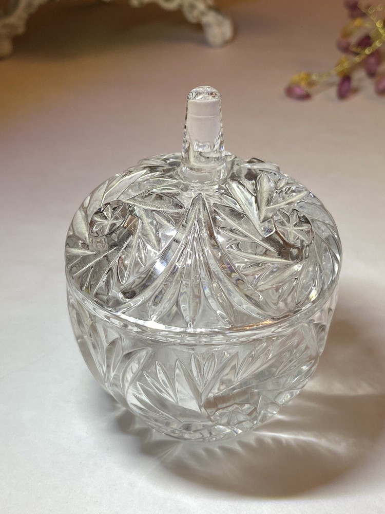 Vintage Crystal Lidded Miniature Trinket Box