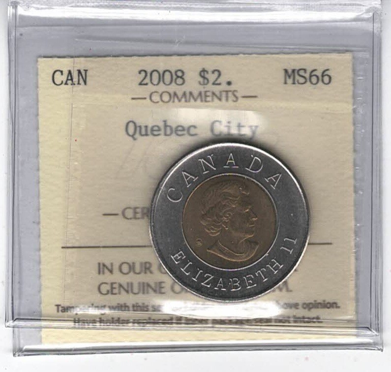2008 Canada 2$ Quebec City - ICCS MS66 - XTQ 182