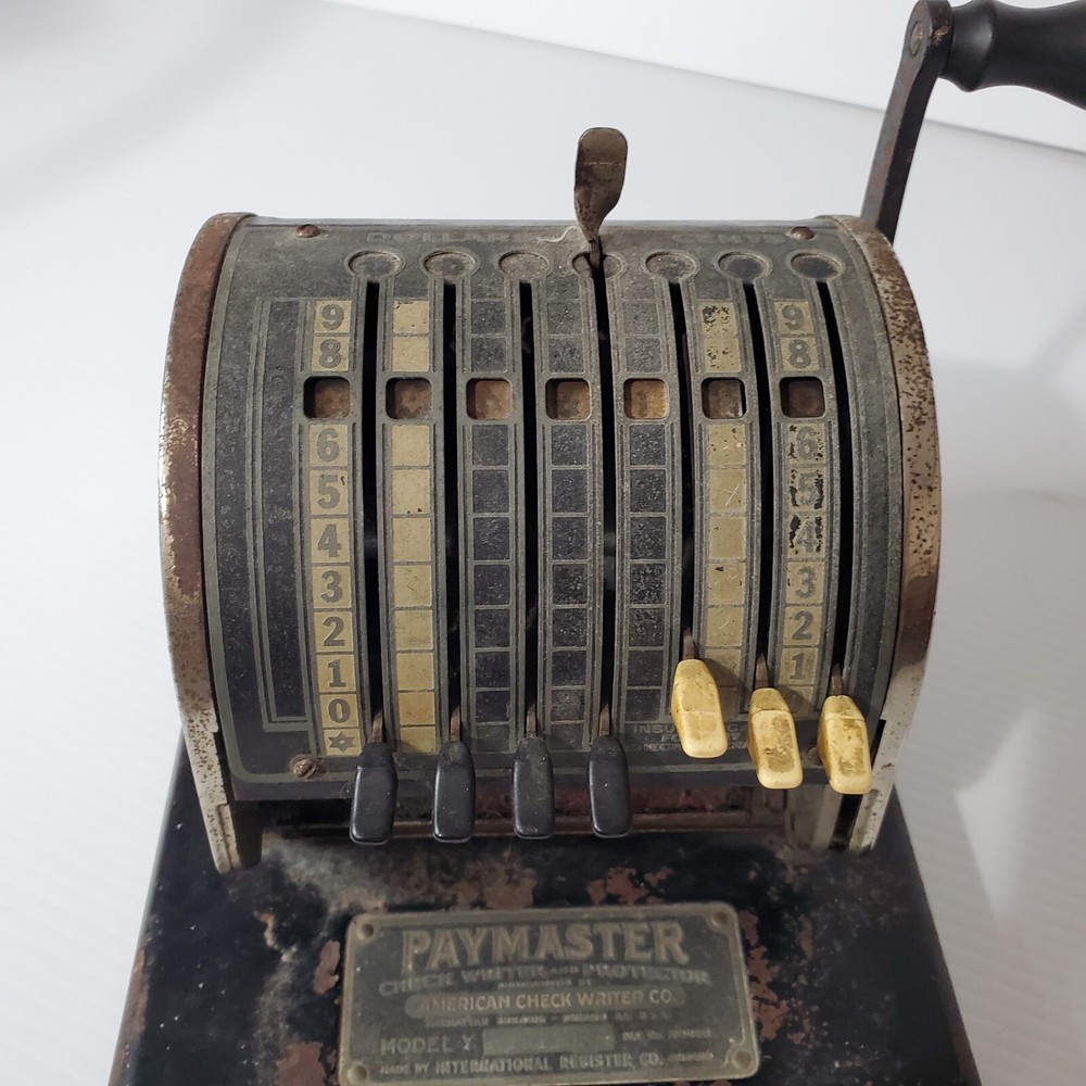 Paymaster Model Y Check Writer And Protector 7 Column Black Vintage American