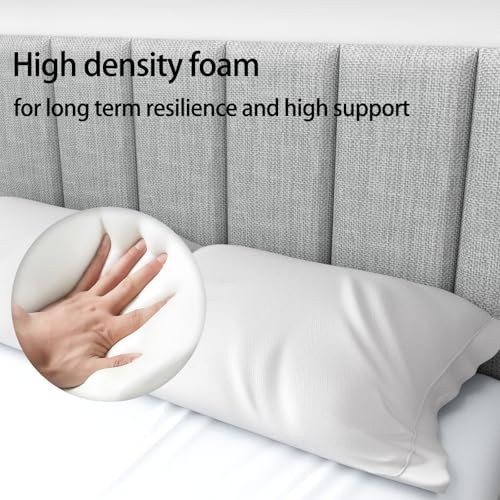 Light Grey Upholstered Wall Mounted Headboard for Twin Bed, 4 Peel & Stick Panel