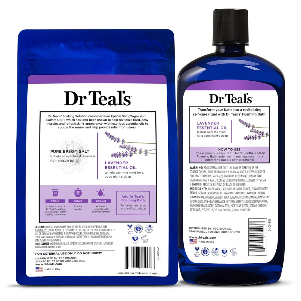 Dr. Teal's Epsom Salt Soaking Solution and Foaming Bath with Pure Epsom Salt Com