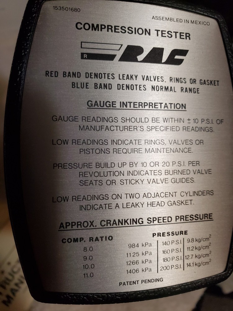 Vintage Rotating Dial Compression Tester - 1976 RAC Rite Autotronics Model 1535