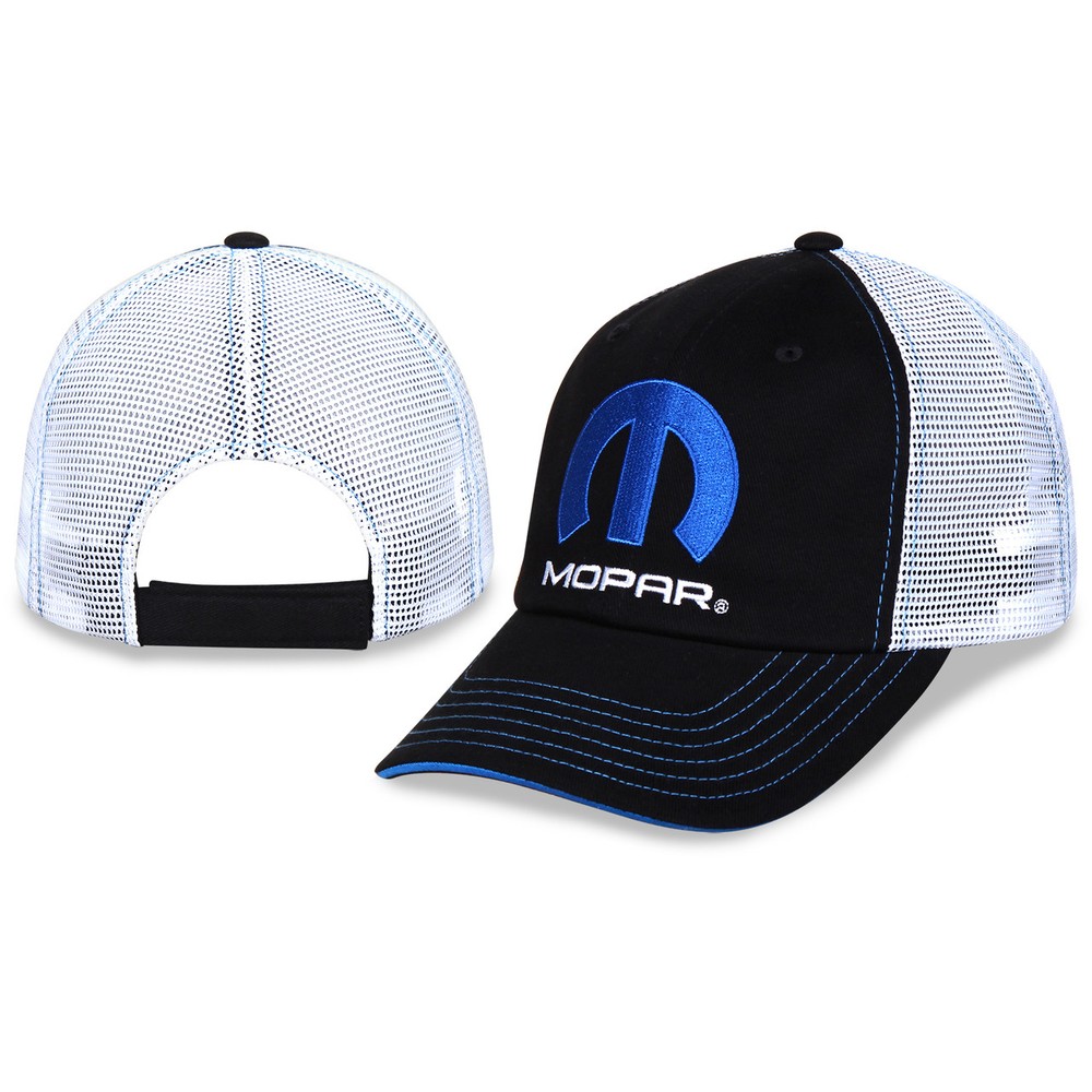 MOPAR LOGO EMBROIDERED COTTON BLACK WITH WHITE MESH HAT NEW