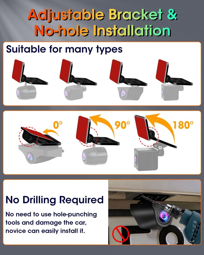 Rear Camera Holder Dash Cam Car Window Bracket Black-Plastic