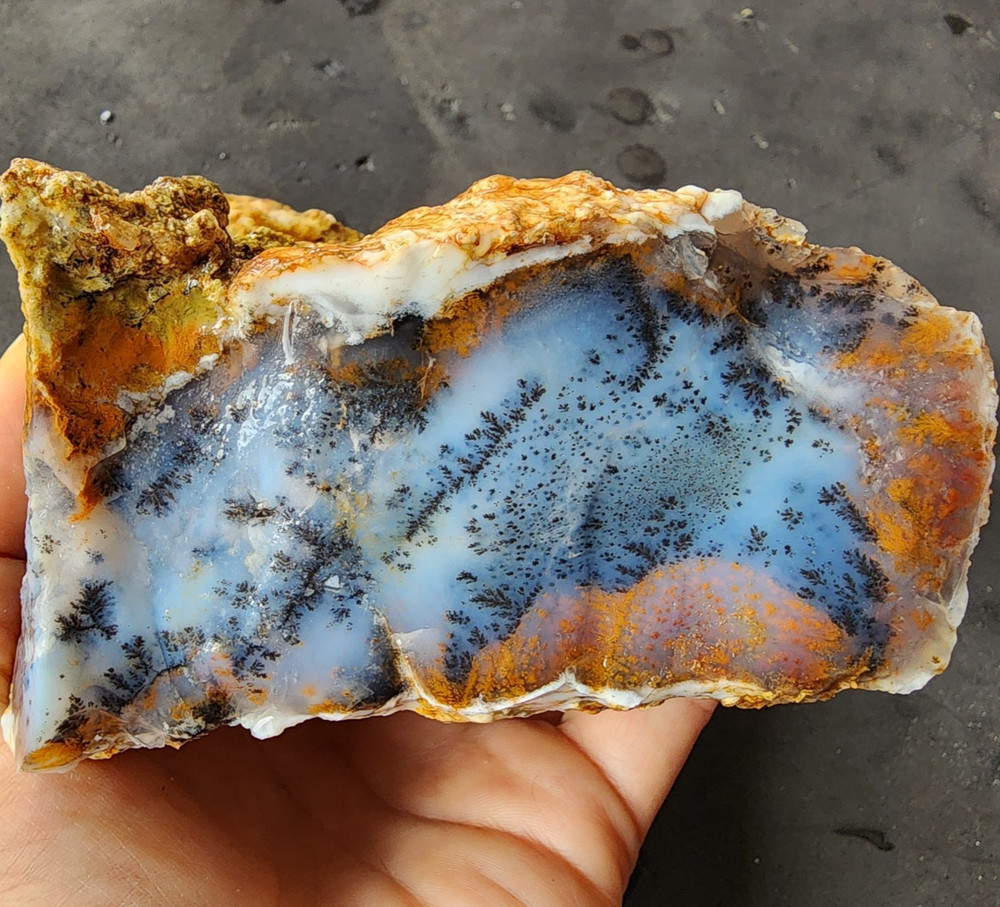 31.85 oz (903 gr) Bluish Dendritic Opal Agate, Dendritic Opal, Dendritic Agate