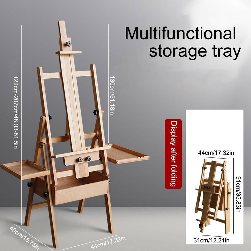Beech Multifunctional Easel Foldable Flat Easel Drawing Board Easel for Painting