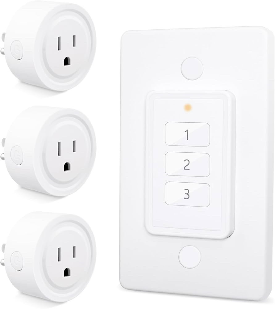656ft Wireless Wall-Switch: Remote Control Outlet 3 Pack 1Remote for 3 Plugs