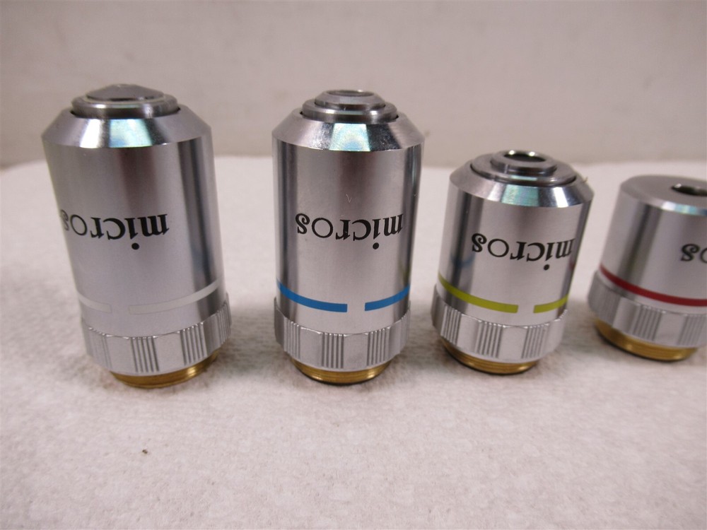 Micros Microscope Plan Objective Lenses Set of 4 100x 40x 10x 4x