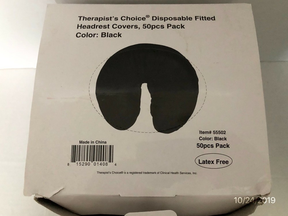 THERAPIST'S CHOICE Disposable Fitted Massage Table Face Covers Black Partial Box