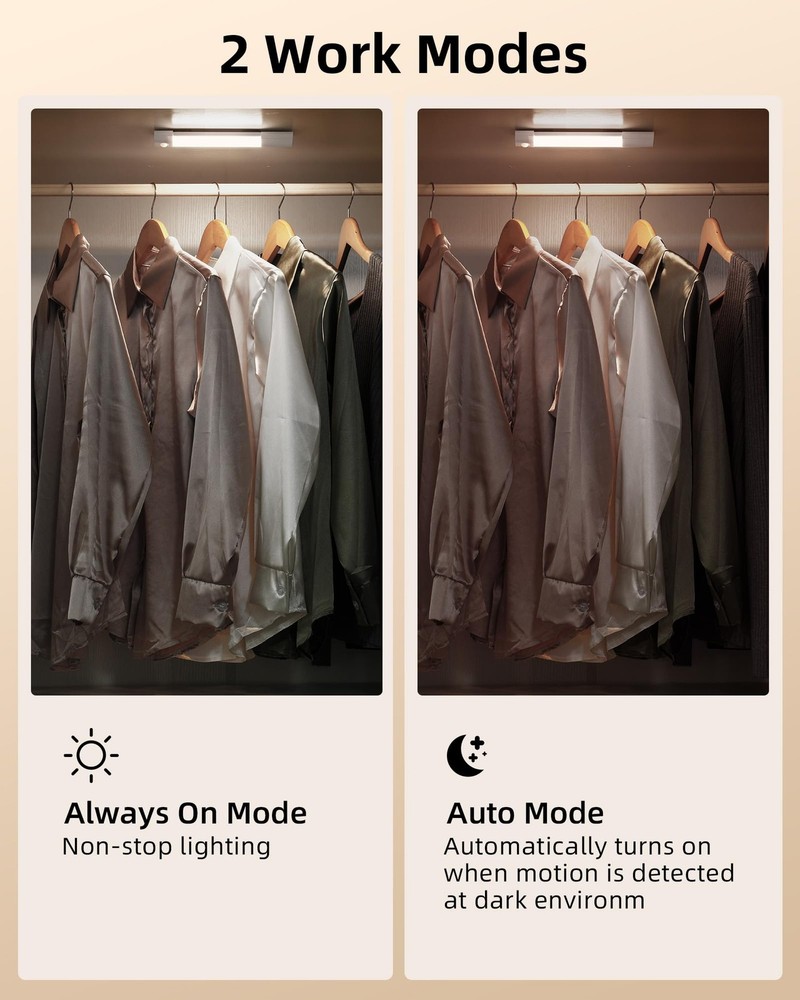 EZVALO 3 Pack 7” Motion Sensor Light Indoor, Wireless Under Cabinet Lighting,...