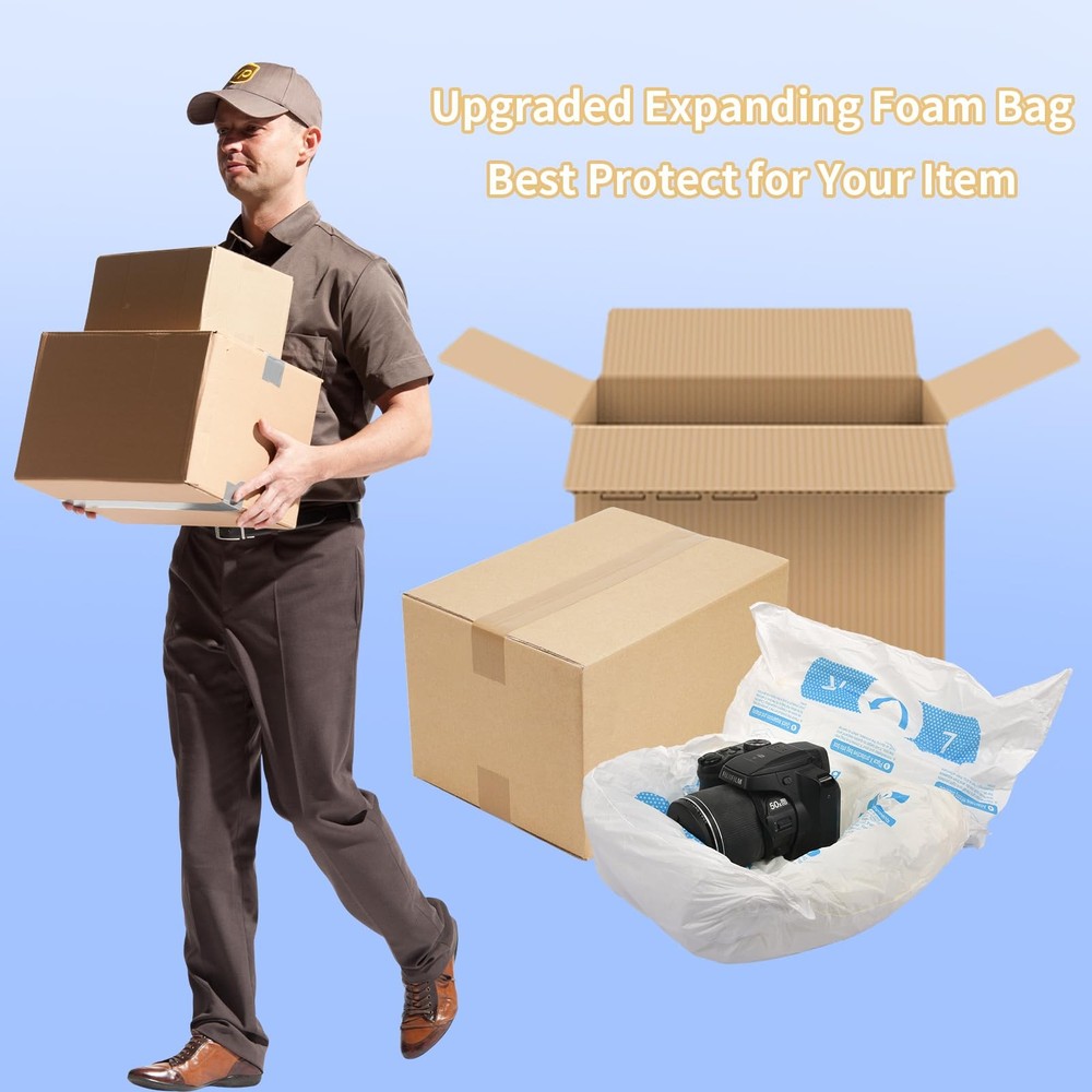 8 Pcs 14”x16” Expanding Foam Packaging for PC & Irregular-Shaped Items - Shoc...