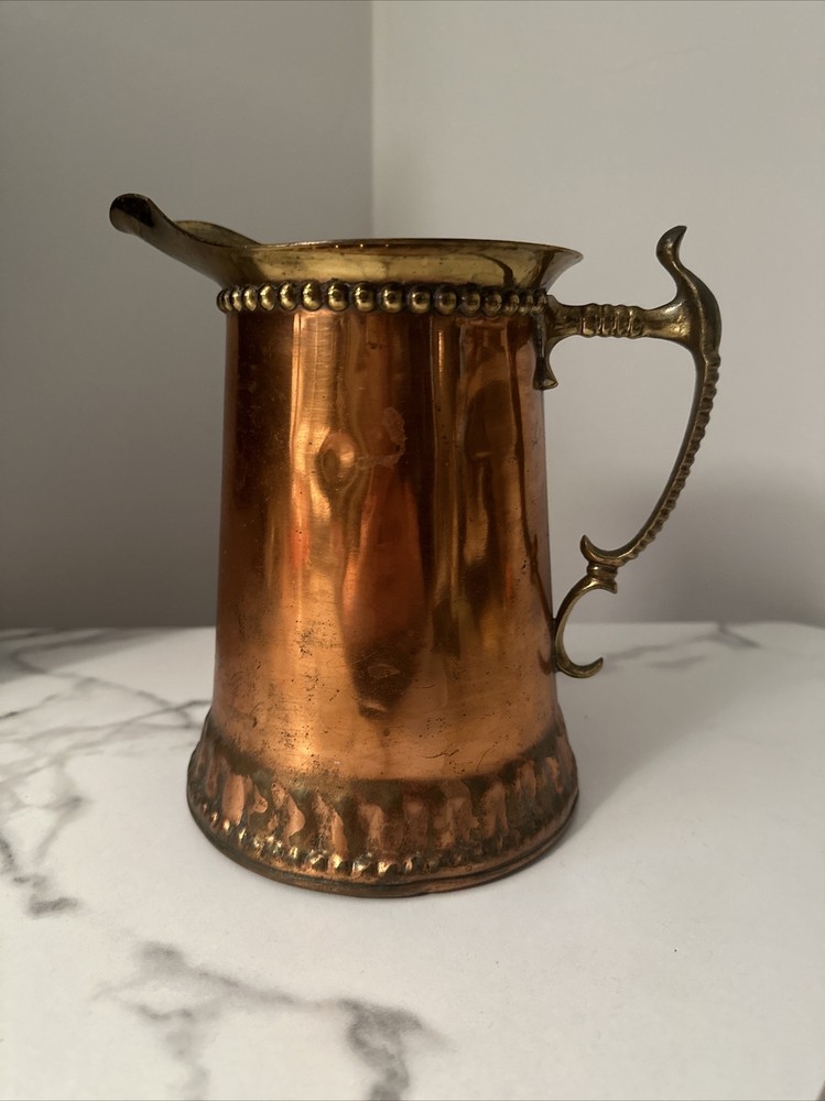 Vintage Copper And Brass Pitcher