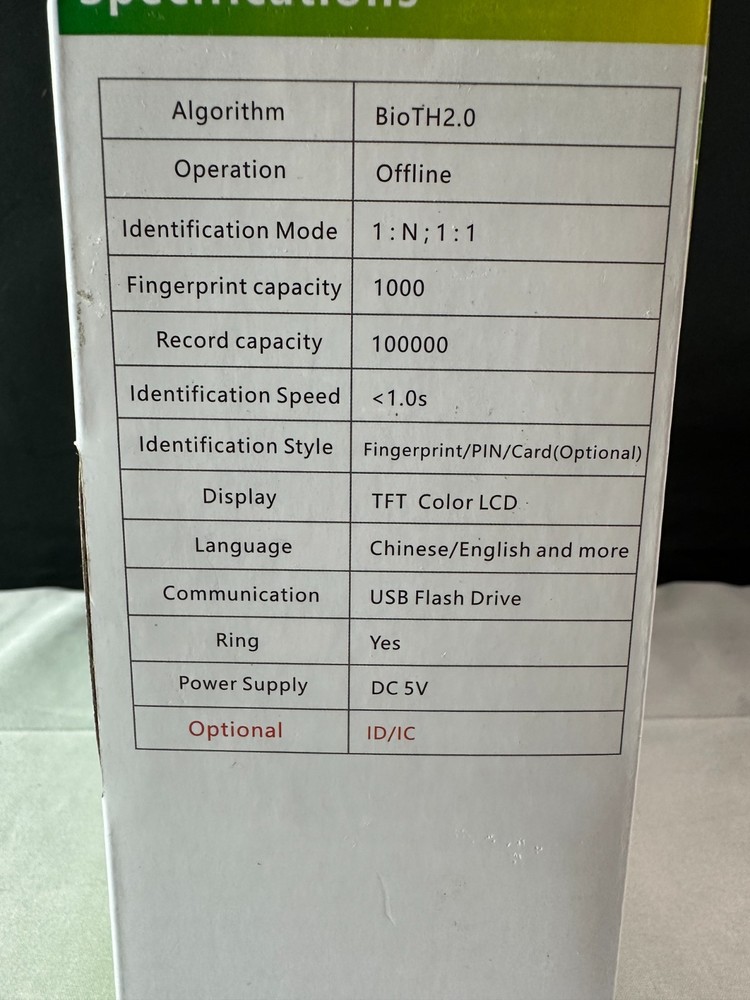 Acroprint BioTouch Black Self-Contained Automatic Biometric Fingerprint Scanner