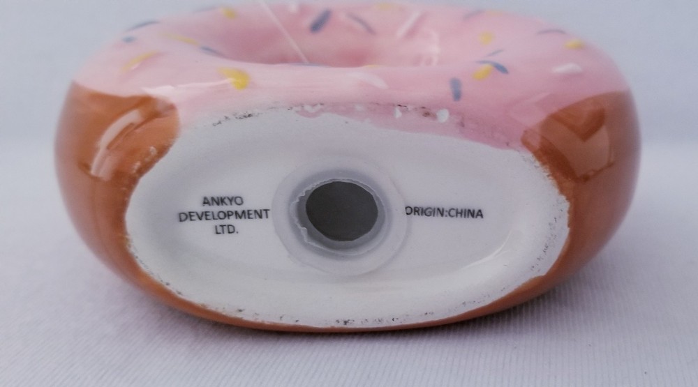 Ceramic Donut Sprinkle Shaker Pink Frosted Multicolor Design