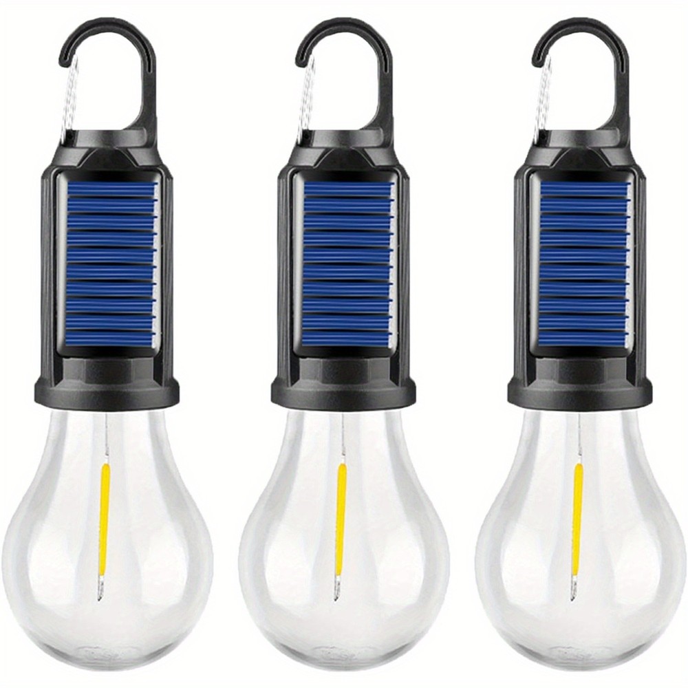 3Pack Solar Tent Lights Waterproof Camping Lantern with Clip Hook Flashlight