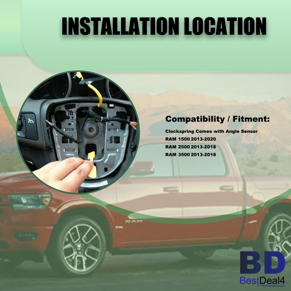 For Dodge RAM 1500 2013-2022 2500 3500 2013-2018 Clock Spring With Angle Sensor