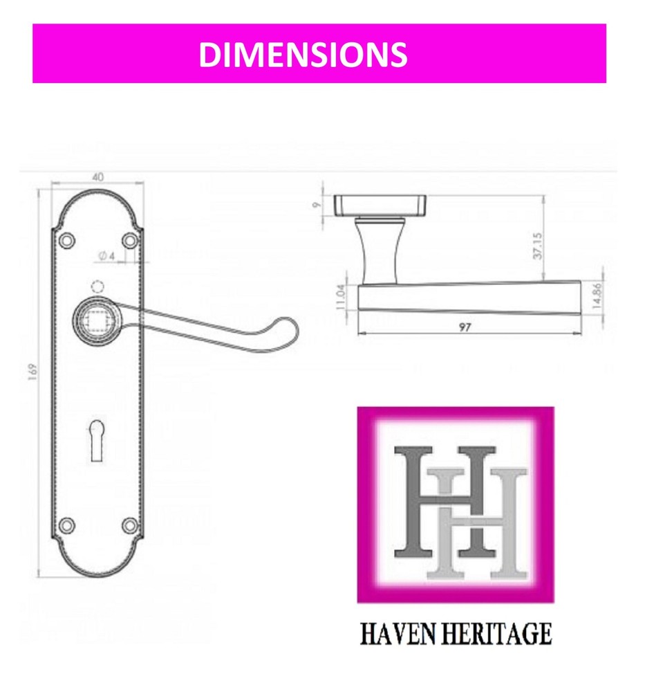 Epsom Satin Victorian Scroll on Shaped Back Plate Lock Door Handle Pair