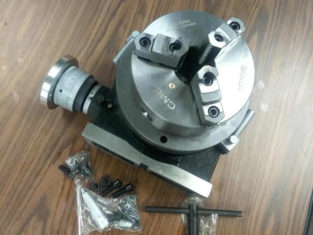 10" HORIZONTAL & VERTICAL ROTARY TABLE w. 8" 3 jaw chuck & centering adapter