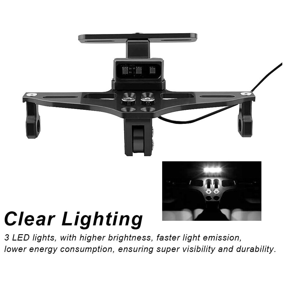 Universal Motorcycle License Plate Tail Tidy Frame Bracket Holder with LED Light